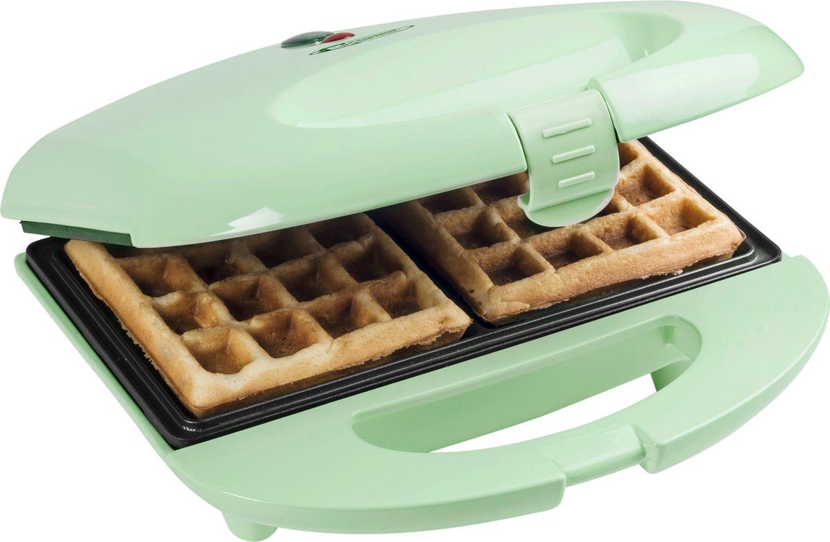 Bestron Wafelijzer voor 2 Brusselse wafels, Wafelmaker met antianbaklaag & indicatielampje, 700W, kleur: mint