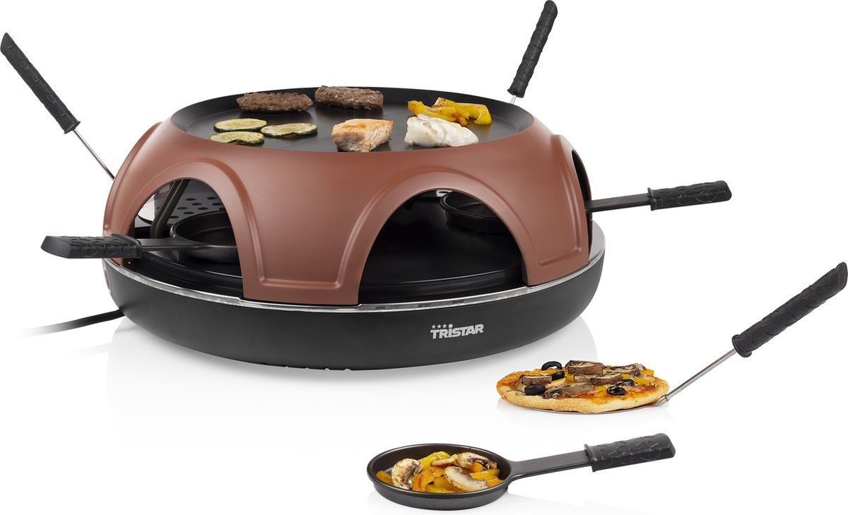 Tristar Gourmetstel en Pizzamaker PZ-9160 - Pizza Festa Gourmet - Geschikt voor 6 personen - 3 functies in 1: pizzamaker, gourmetset en bakplaat