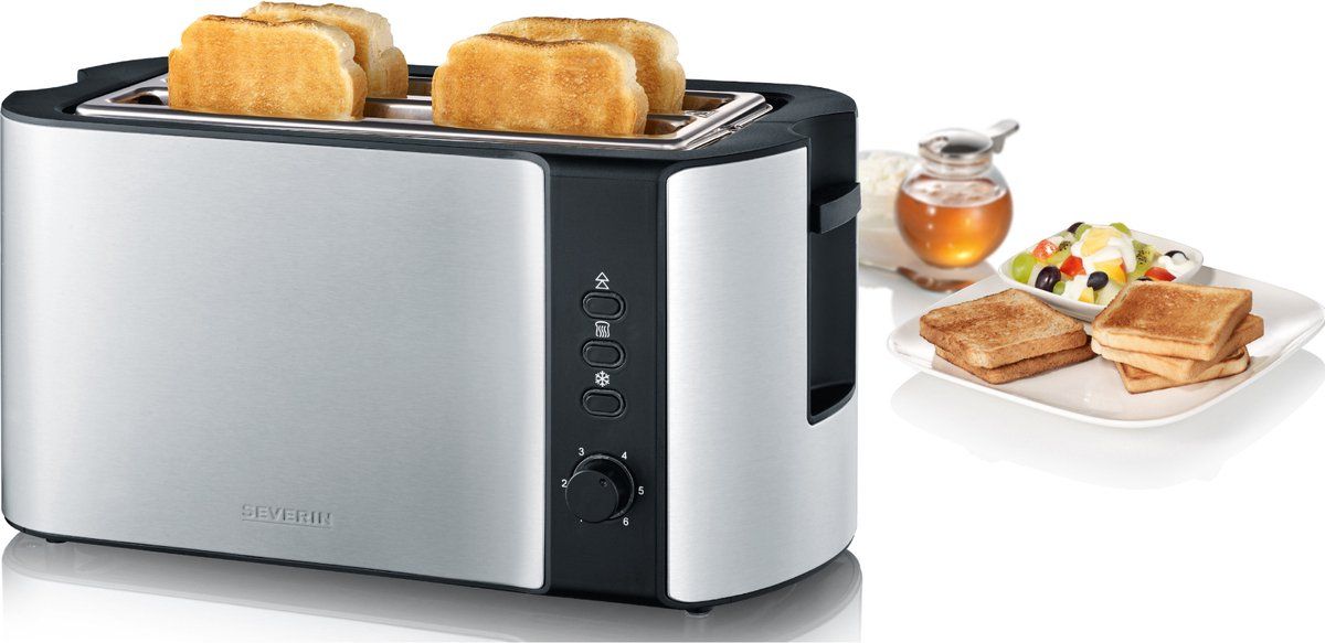 Severin AT 2590 - Broodrooster - Toaster - Long-slot - 4 Sneden - Geborsteld RVS