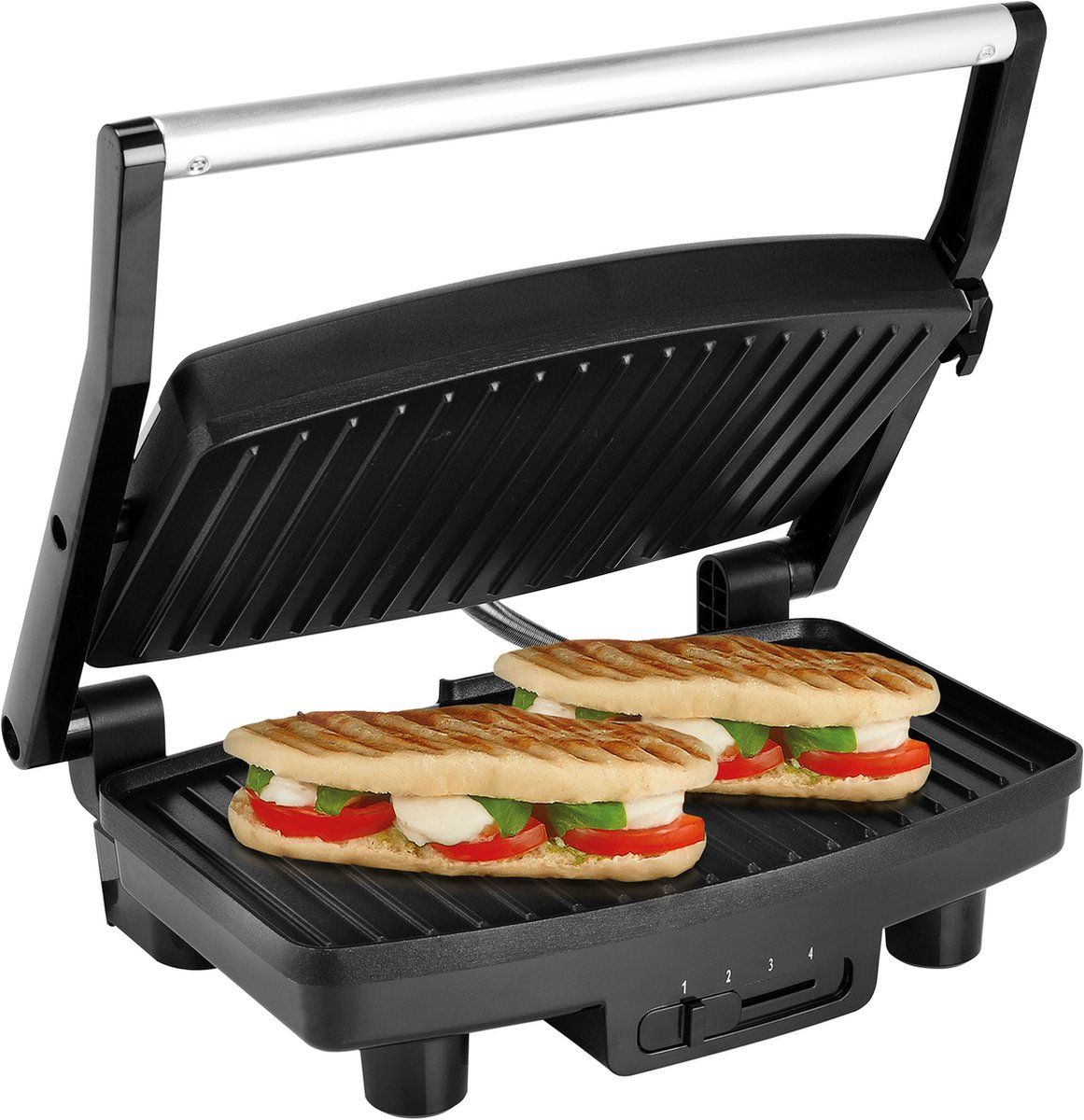 Tristar Contactgrill GR-2856 - Panini Grill en Tosti-ijzer - Anti-aanbaklaag - 1500W - RVS/Zwart