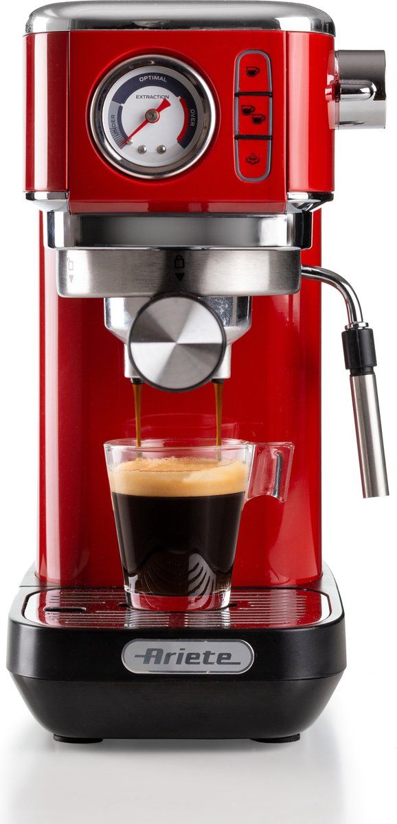 Ariete 1381/13 Moderna - Espressomachine/Pistonmachine - 15 bar - inhoud 1.1 liter - Manometer - Rood