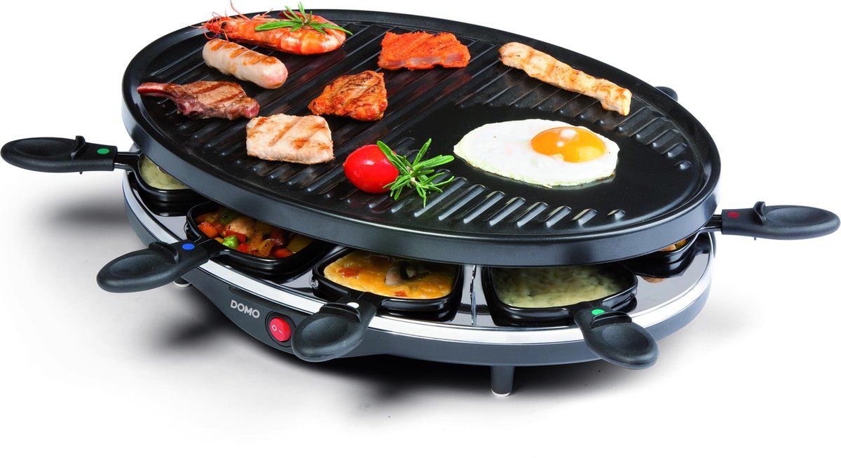 DOMO DO9038G Gourmetset - Grillplaat - Raclette - 8 personen