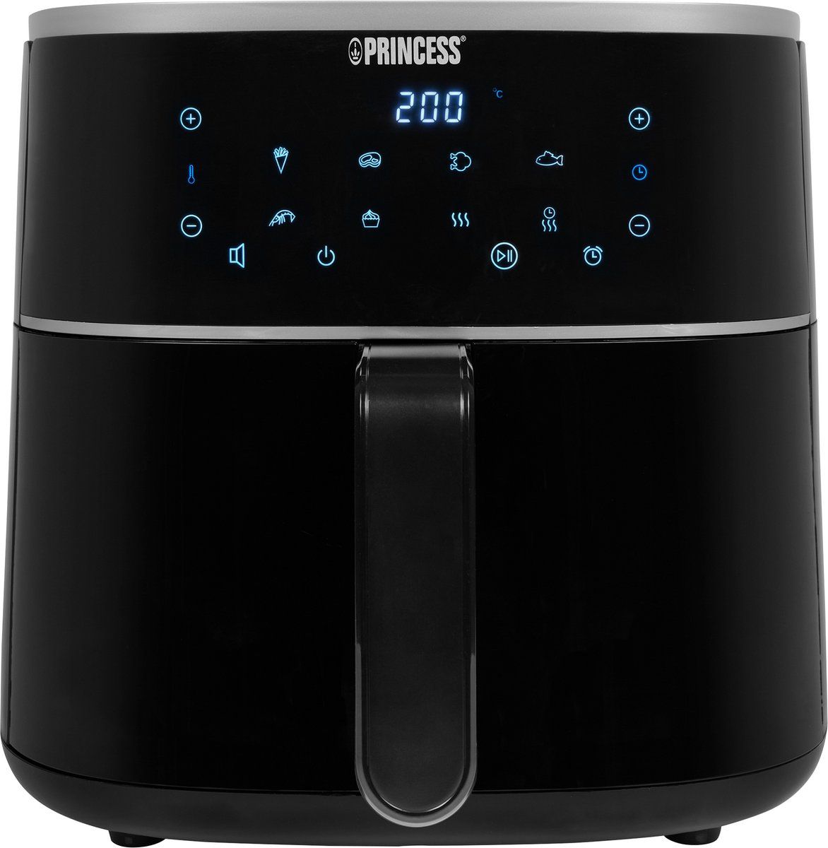 princess-digitale-airfryer-xl-182244-groot-6-liter-inclusief-in-hoogte-verstelbaar-grillrack-heteluchtfriteuse-zwart-digital-touchscreen-8-automatische-programmas