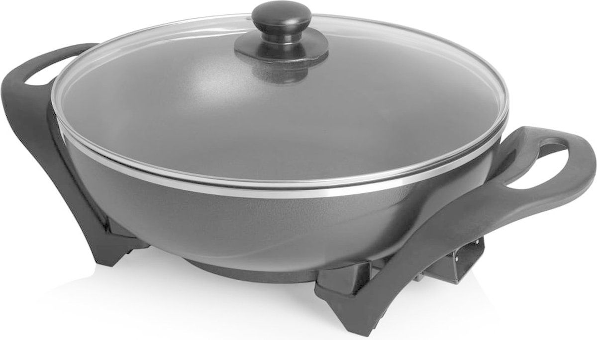 Tristar Elektrische Wok PZ-9130 - Elektrische hapjespan 4,5 liter – Elektrische koken inclusief deksel - 1500W - Zwart