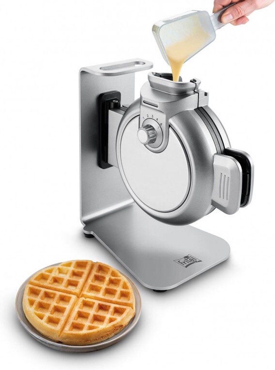 FRITEL Wafelijzer WA 2224 - Top fill Wafelpers / Wafelmaker - Ronde wafelvorm - Antislipvoeten - Zilver