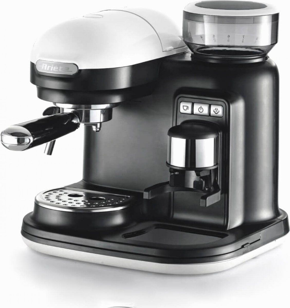 Ariete 1318 Moderna Espressomachine - Pistonmachine - geïntegreerde Koffiemachine met Bonen - wit