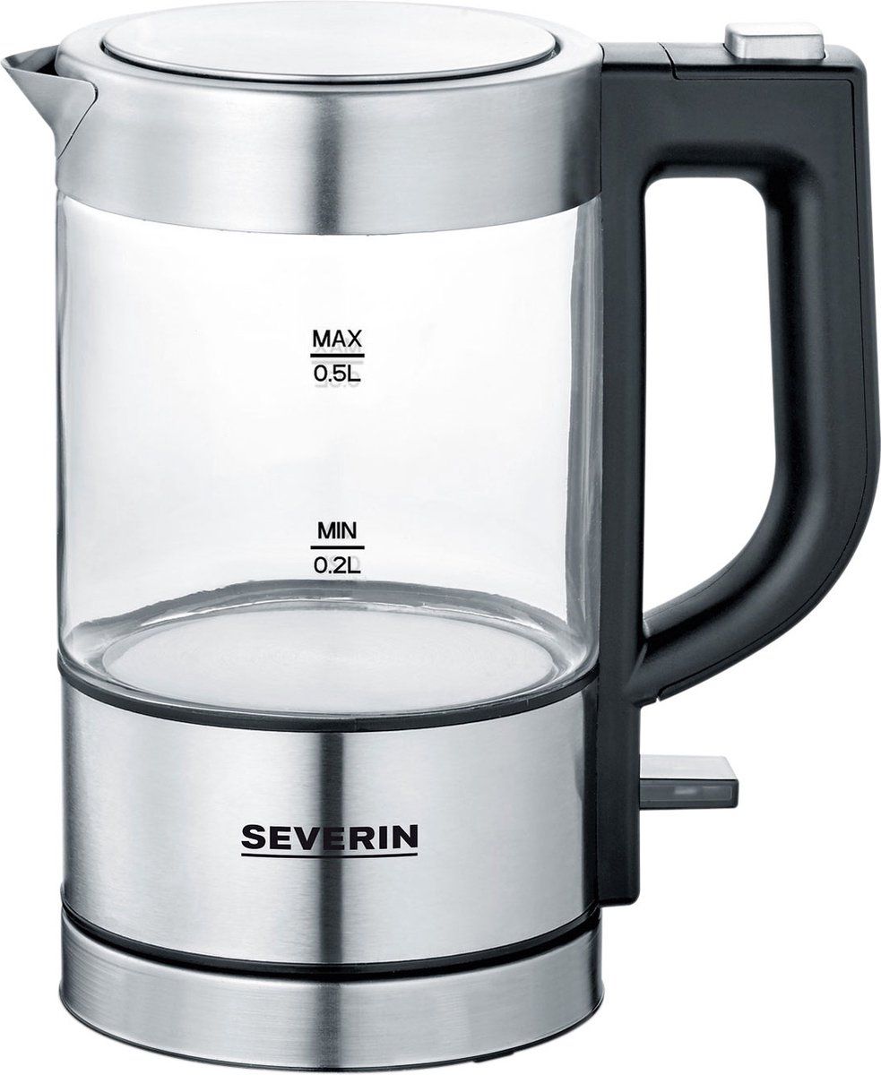 Severin WK 3472 - Waterkoker - electrisch - glazen kan - 0.5l - zilver/zwart