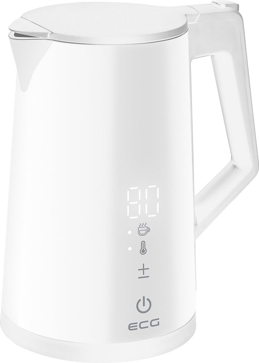 ECG RK 1893 Digitouch White - Dubbelwandige waterkoker met temperatuurregeling 1,7 l - 2200 W - Wit