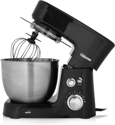 Tristar Keukenmachine MX-4830 - Keukenmixer 3.5 Liter - Inclusief 3 deeghaken voor kloppen, kneden en mixen - Zwart