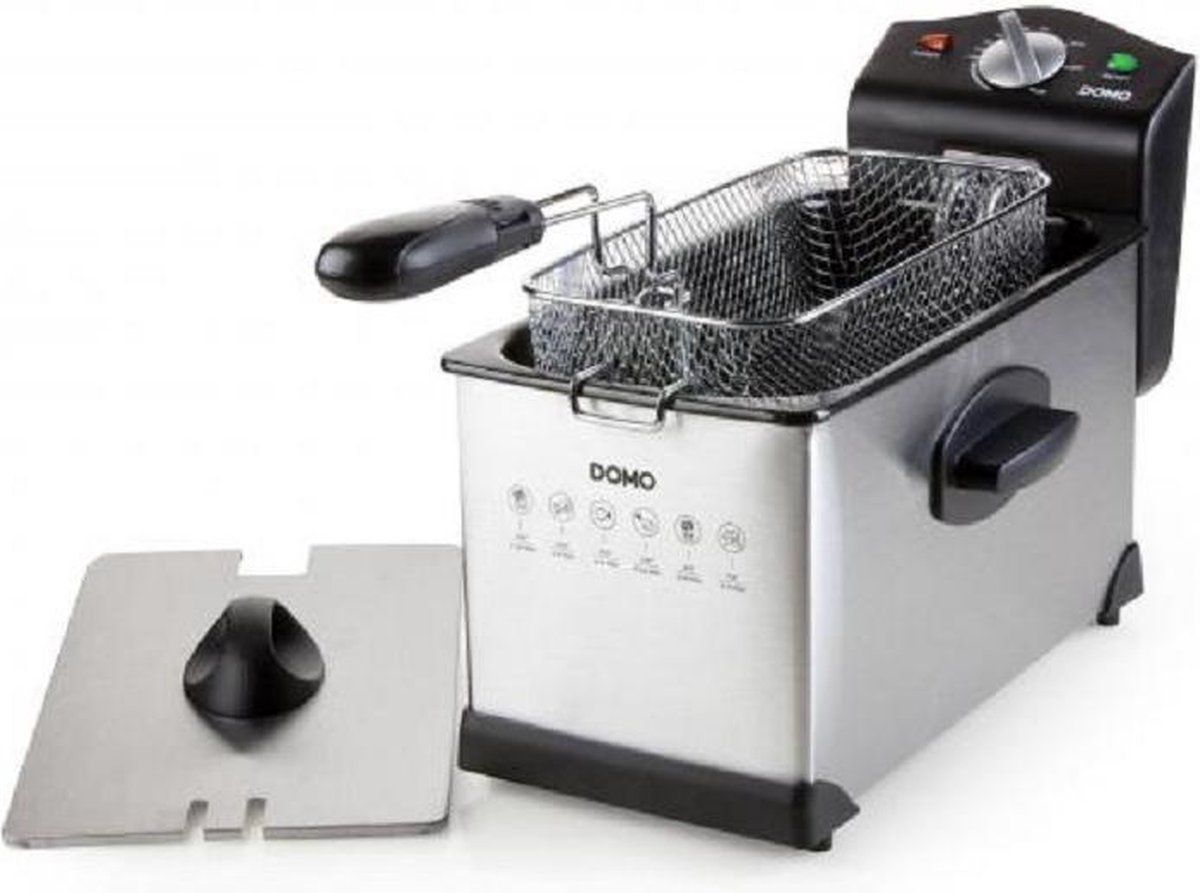 DOMO DO514FR Friteuse – Frituurpan - 3L – 2000W – RVS/Zwart