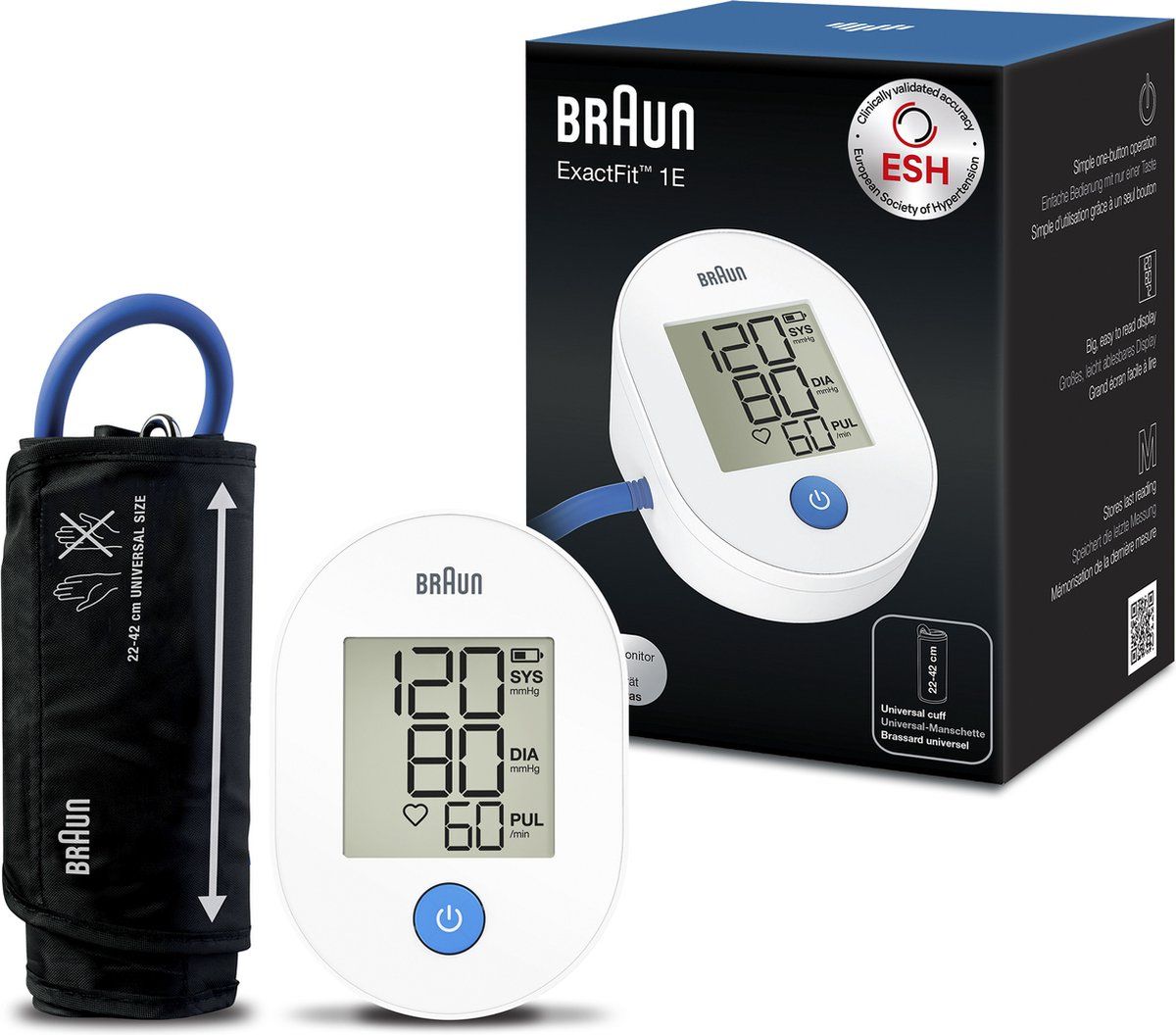 BRAUN BUA4000EU - Bovenarmbloeddrukmeter | Braun ExactFit™ | 1E Klinisch gevalideerde nauwkeurigheid | Gebruiksvriendelijk | Groot display | Universele manchet | Voor thuisgebruik