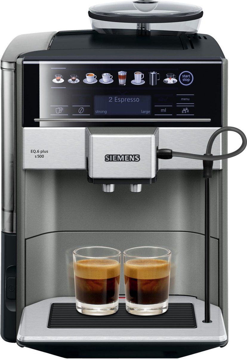 Siemens EQ6 Plus s500 TE655203RW - Volautomatische espressomachine - Grijs/RVS