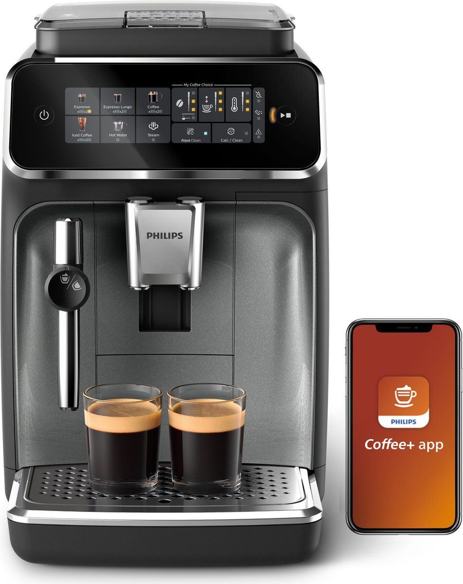 Philips 3300 Series EP3329/70 - Espressomachine - 4 Soorten Koffie + Heet Water - Black Panthera - + AquaClean Filter