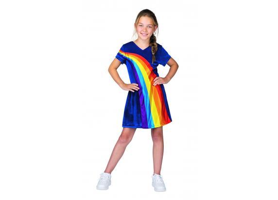 k3-verkleedkleding-verkleedjurk-regenboog-blauw-911-jaar-maat-152-inclusief-gratis-puzzel-met-poster