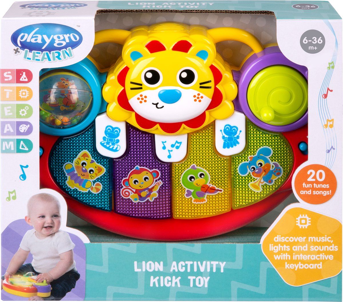 Playgro Activiteitenpaneel Leeuw - Trappelkussen - Acvititeitenspeeltje - Pianomat