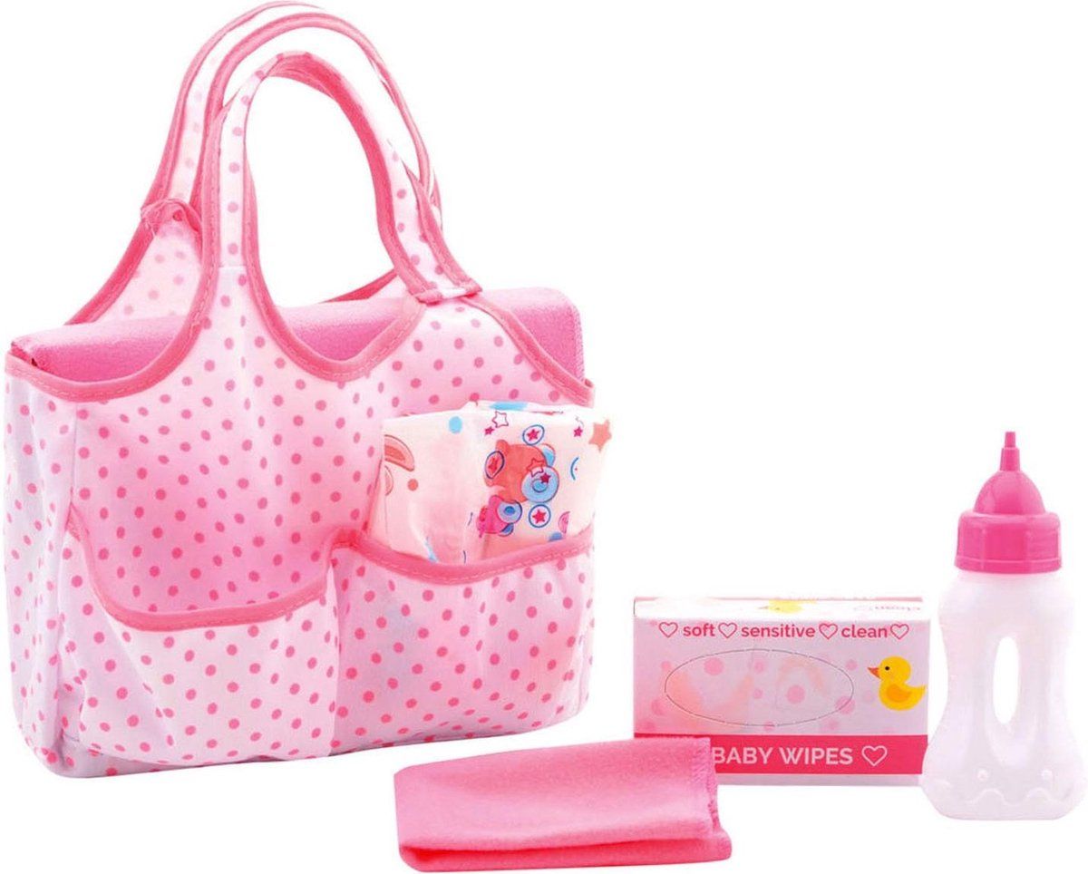 John Toys - Baby Rose - Luiertas voor pop met accessoires