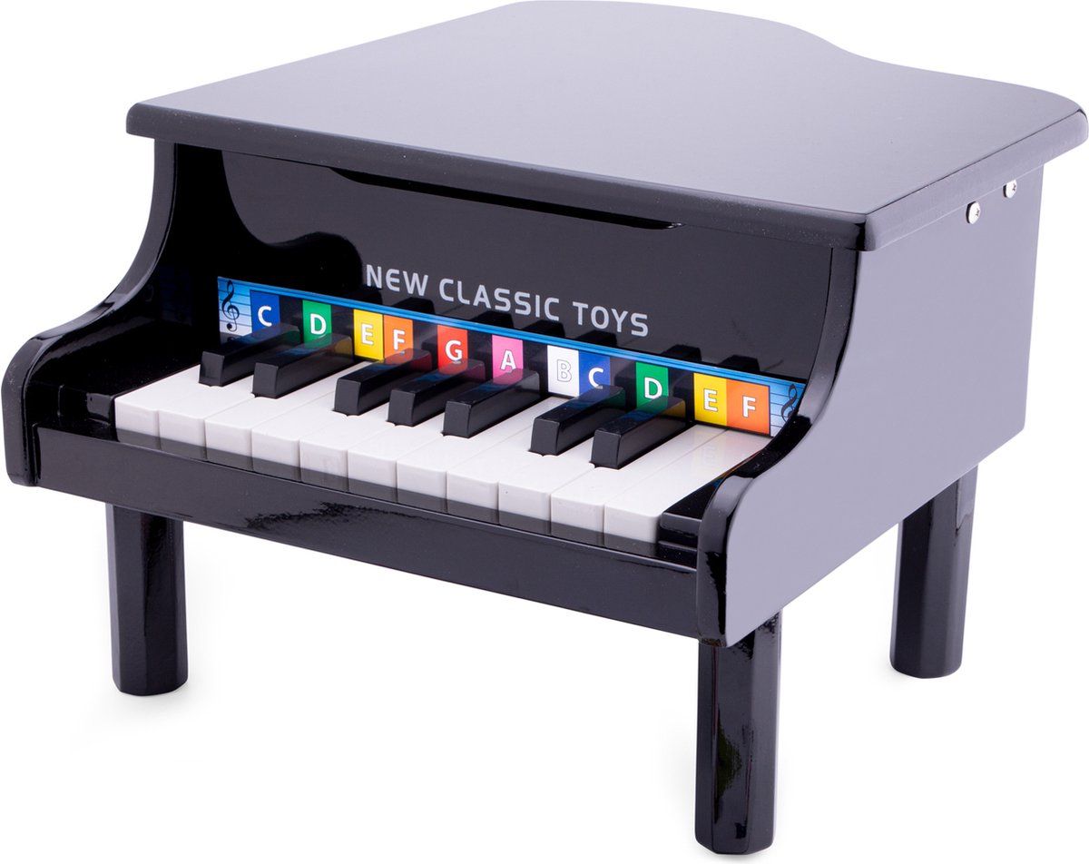 New Classic Toys - Houten Speelgoed Piano - Vleugel - Speelgoedinstrument - Zwart - Inclusief Muziekboekje