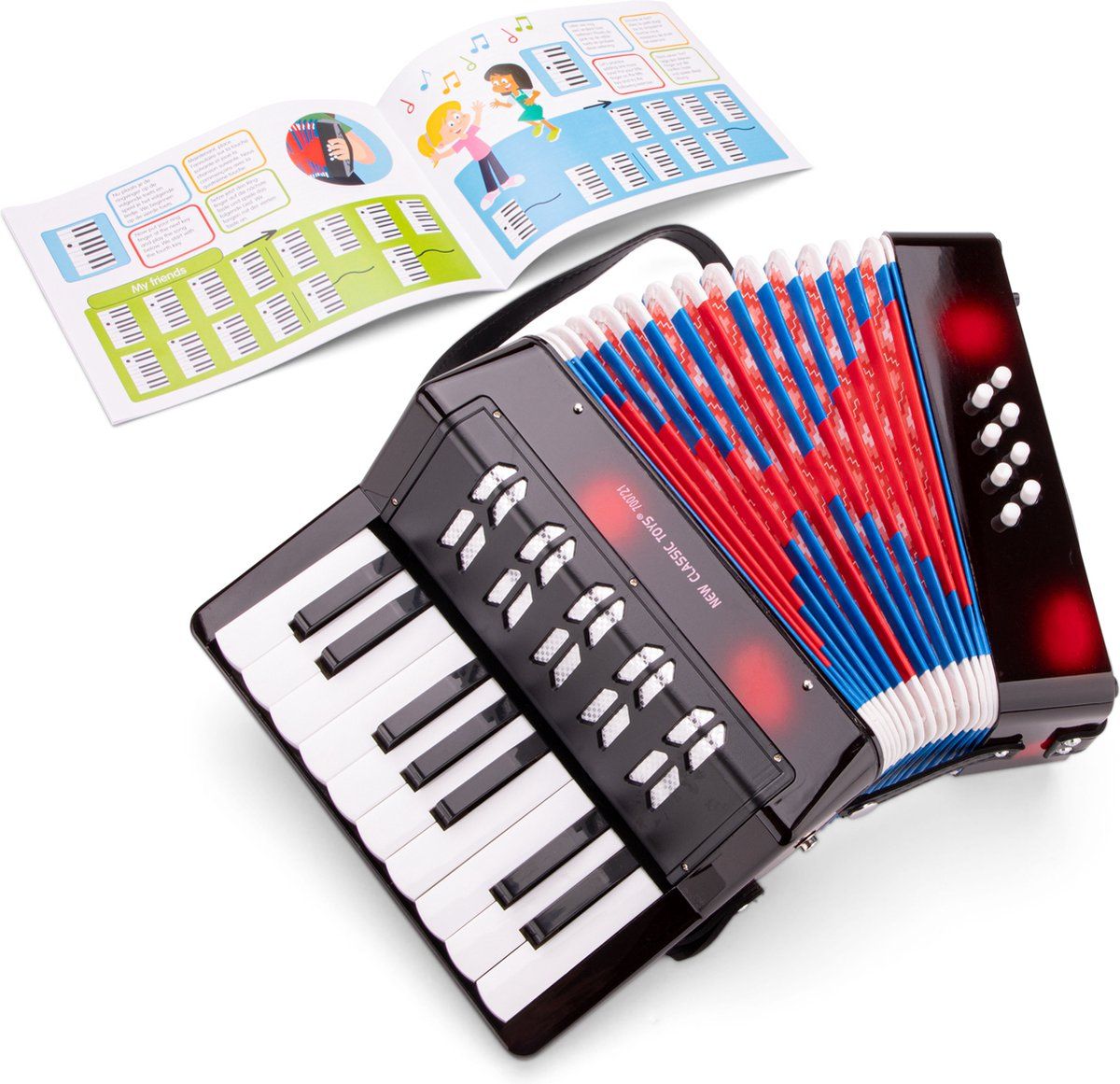 New Classic Toys - Speelgoed Accordeon - Speelgoedinstrument - Zwart - Inclusief muziekboekje