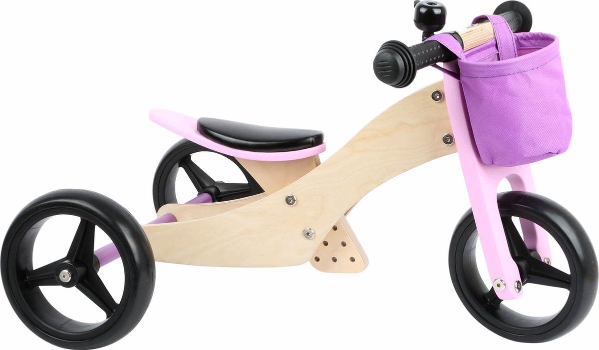 Small Foot - Houten Driewieler en Loopfiets 2in1 Roze