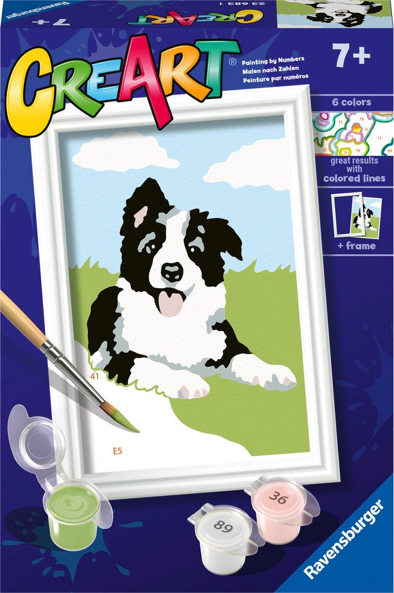 Ravensburger CreArt Border Collie - Schilderen op nummer voor kinderen