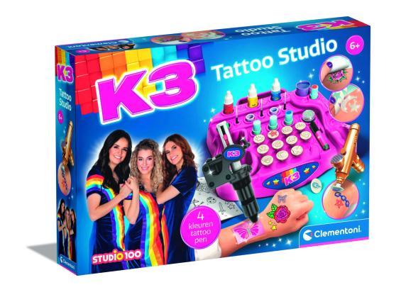 Clementoni Studio 100 - K3 Tattoo Studio - Plaktattoo - Tijdelijke Tattoo voor Kinderen - Vanaf 6 jaar