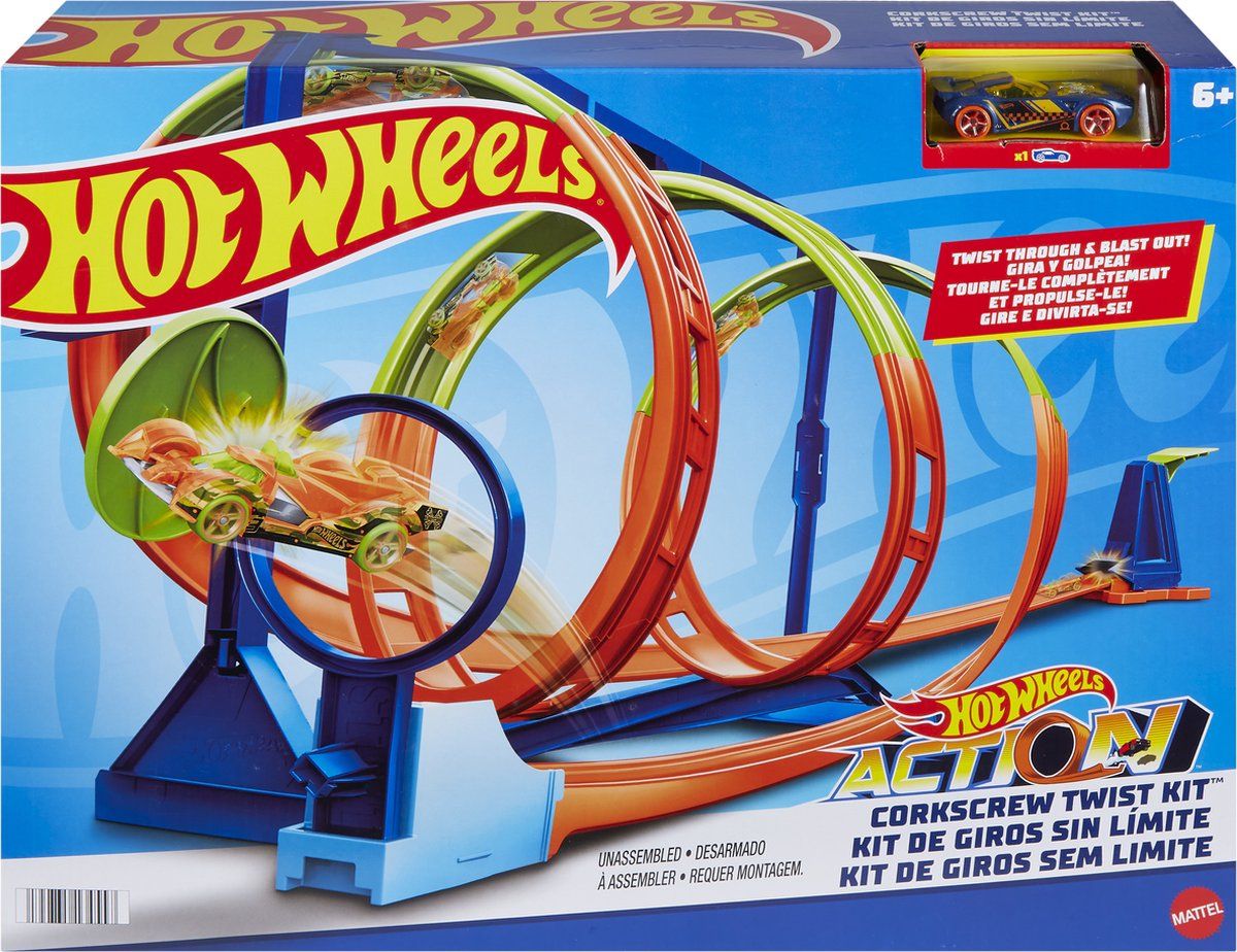 Hot Wheels Action Corkscrew Triple Loop Track Set - Racebaan