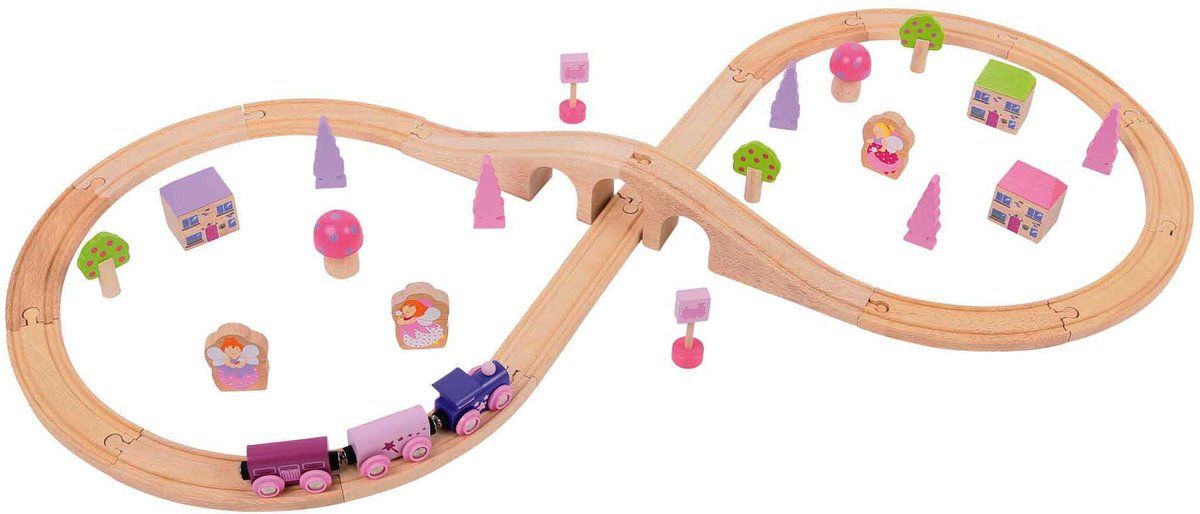 Houten Treinset Roze 40-delig