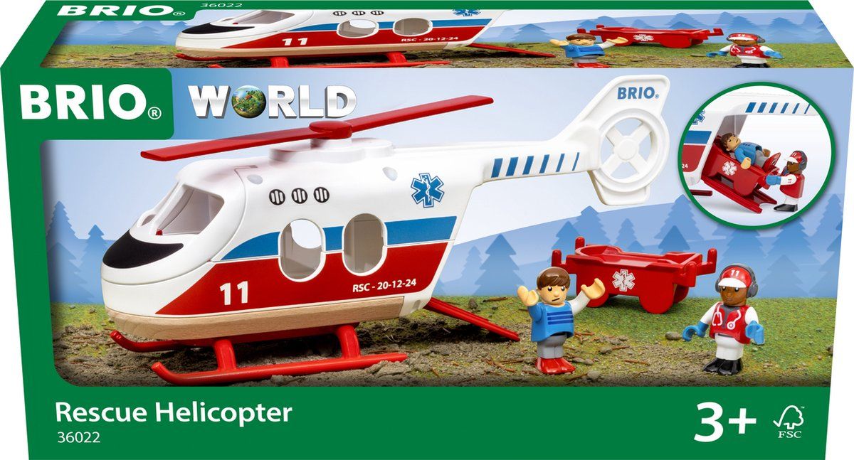 BRIO World - 36002 Reddingshelikopter | Accessoire voor treinset voor kinderen vanaf 3 jaar