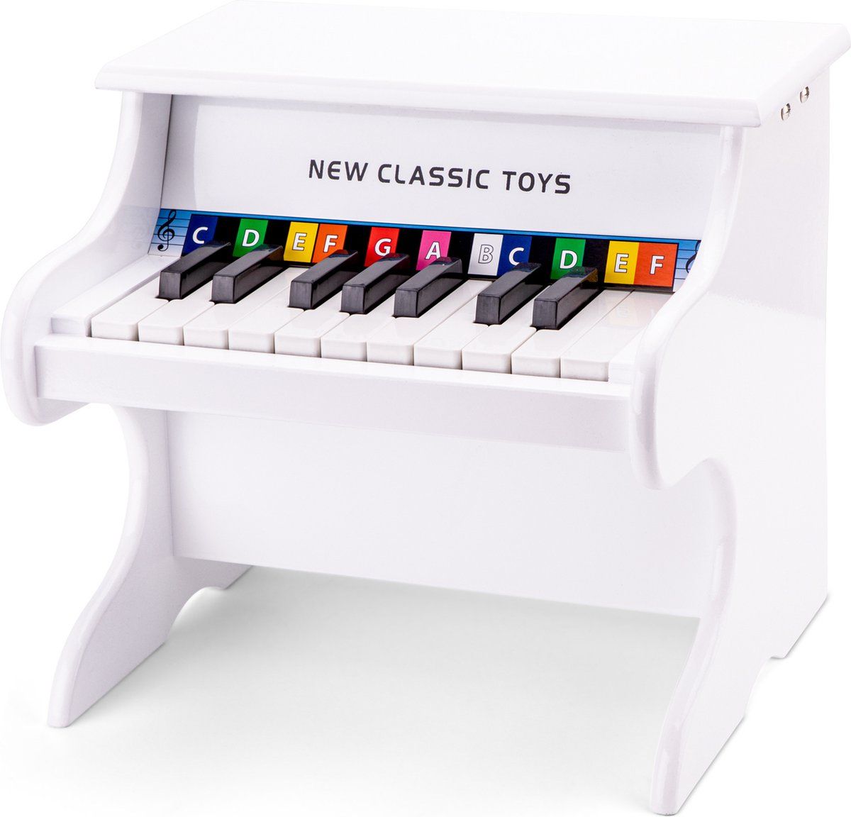 New Classic Toys - Houten Speelgoed Piano - Speelgoedinstrument - Wit - Inclusief Muziekboekje