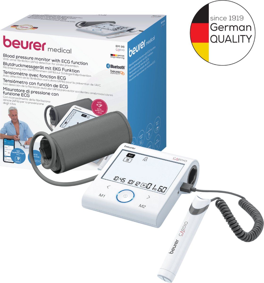 Beurer BM 96 ECG Bloeddrukmeter bovenarm - ECG functie - AFIB detectie - Bluetooth® - App: Beurer Healthmanager Pro - Rapport voor dokter - 5 jaar garantie