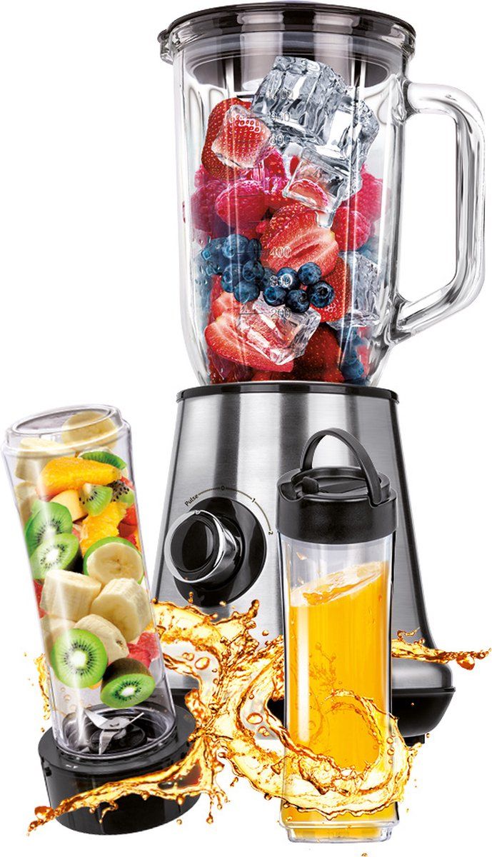 MPM Multifunctionele Blender to go - Smoothie Maker met 2 extra Flessen - 450W