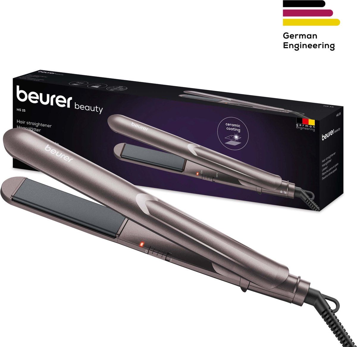 Beurer HS 15 Stijltang - Haarstyler - Snelle opwarming - Keramische coating - 360° Draaibaar scharnier - Plaatvergrendeling - 3 Jaar garantie