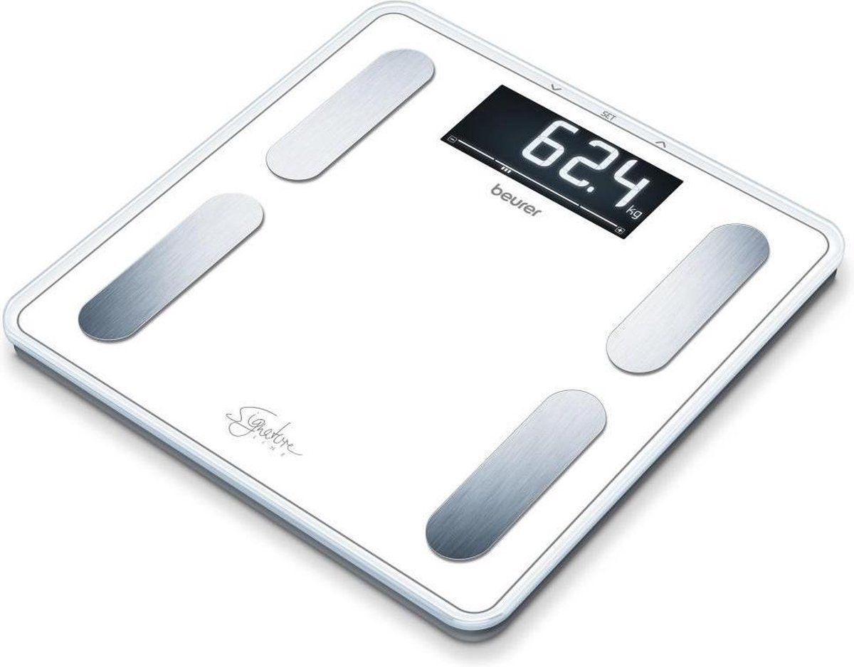 beurer-bf-400-signature-line-white-personenweegschaal-lichaamsanalyse-tot-200-kg-bmibmramr-31-x-31-cm-xl-verlicht-display-10-gebruikers-veiligheidsglas-5-jaar-garantie-wit