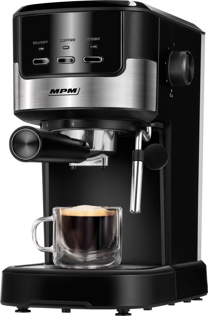 MPM - Koffiemachine - Koffieapparaat - Espressomachine 15 Bar met Aluminium Boiler en Stoompijpje