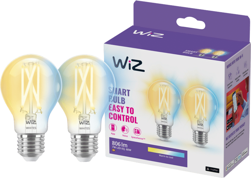 WiZ Filament lamp 2-pack - Warm tot Koelwit Licht - E27