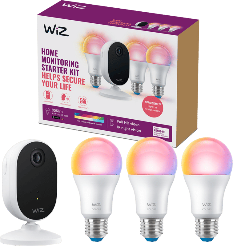 WiZ Home Monitoring starterkit - 3 smart lampen + IP camera