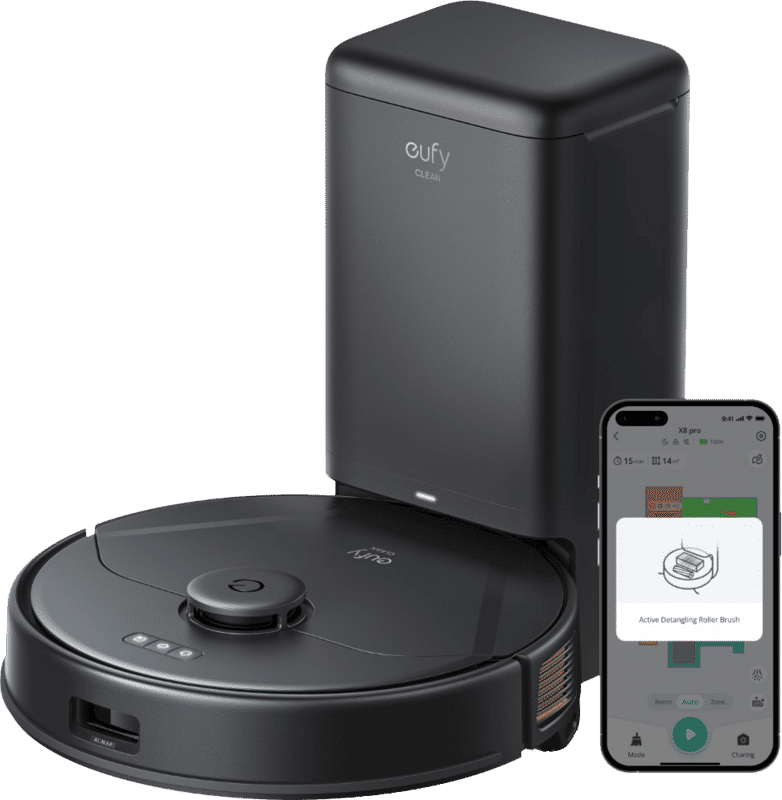 eufy Clean X8 Pro Robotstofzuiger - Robot Vacuum - Twin-Turbine™ met 2 × 4000 Pa Zuigkracht, Active Detangling™ Rolborstel, iPath™ Lasernavigatie, Ideaal voor het verwijderen van dierenharen uit tapijt