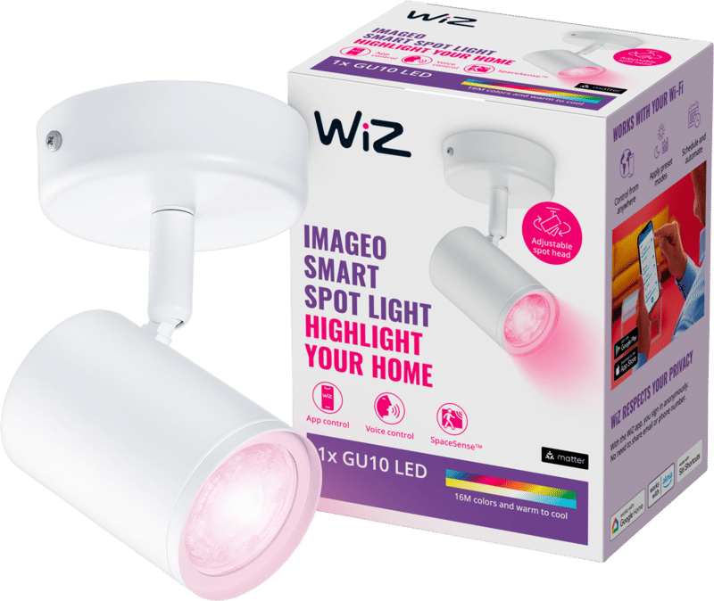 WiZ 1 spot Imageo wit - Gekleurd en Wit licht - GU10