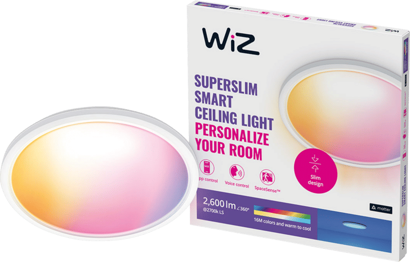 WiZ Plafondlamp SuperSlim - Wit - Gekleurd en Wit licht