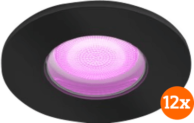Philips Hue Xamento badkamer inbouwspot White and Color - Zwart - Rond 12-pack