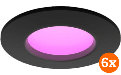 Philips Hue Inbouwspot Slim - White and color - 90mm - zwart - 6-pack