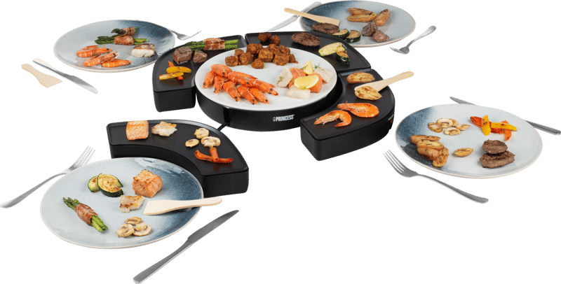 Princess Dinner4All Circle 103070 - Gourmetstel - Grill & Bakplaat - 4 Personen - Extra lang 2 meter snoer