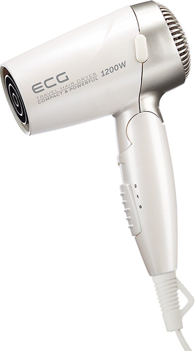 ECG VV1200S Travel haardroger wit - silver