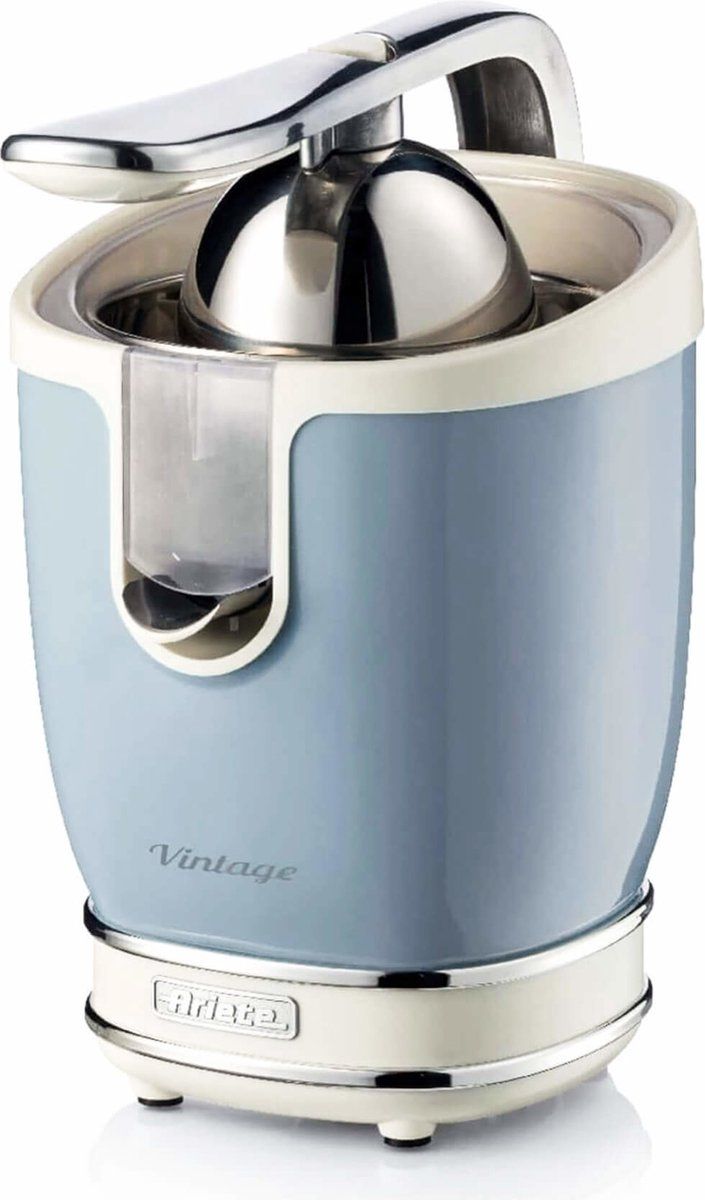 Ariete 0413/05 | Vintage elektrische citruspers | 400 Watt | 2 perskegels | 600 ml inhoud | blauw