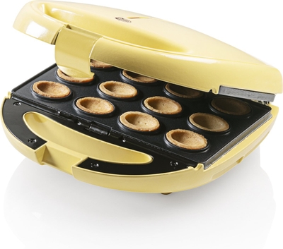 Bestron Wafelijzer voor koekjes, oreshkimaker in retro design, met automatische temperatuurregeling, baklampje & antiaanbaklaag, 850 Watt, kleur: geel