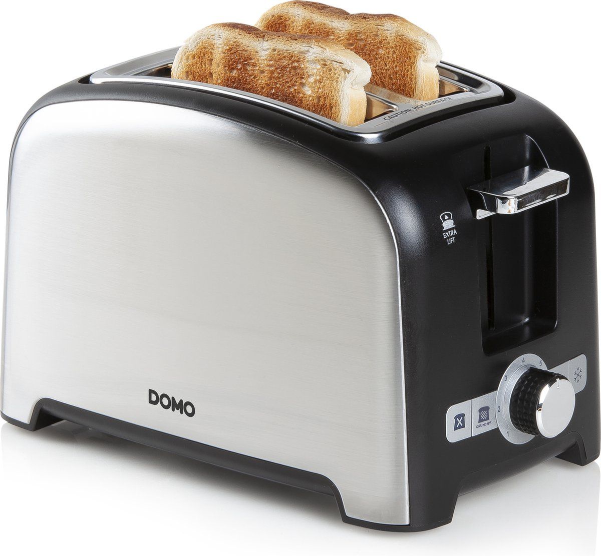 DOMO DO959T Broodrooster / Toaster - 2 sleuven - Opwarmrek - RVS