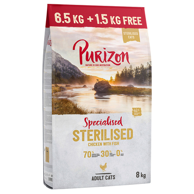 6.5kg+1.5kg gratis Sterilised Adult Kip & Vis Purizon Kattenvoer droog - kattenbrokken