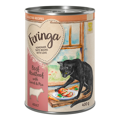 24x400g Gehaktbrood met Wortel en Erwten Feringa Selected Recipes Katten Natvoer - natvoer katten