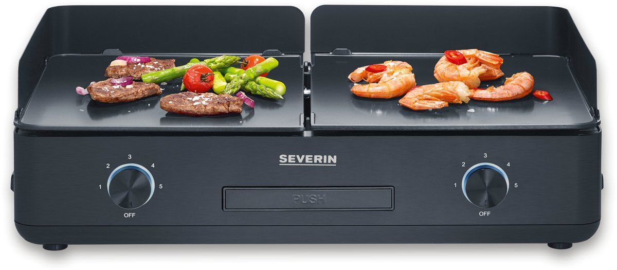 Severin PG 8569 - Plancha BBQ Grill SUAVE - Twee aparte verwarmingszones - Keramische coating - 240 °C