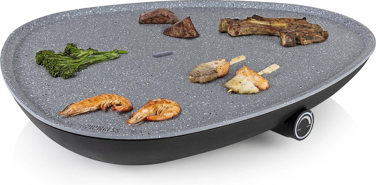 Princess Triangel Bakplaat 103250 - Grillplaat - Gourmet - XL 50x42 cm - Regelbare thermostaat - 2 meter snoer – Terrazzo look